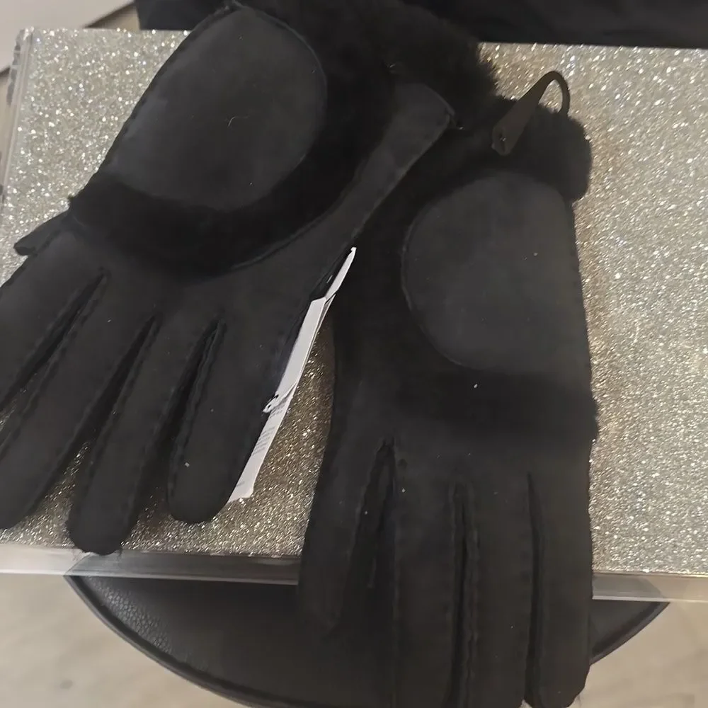 Ugg Sheepskin Exposed‎ Seam Glove- Black